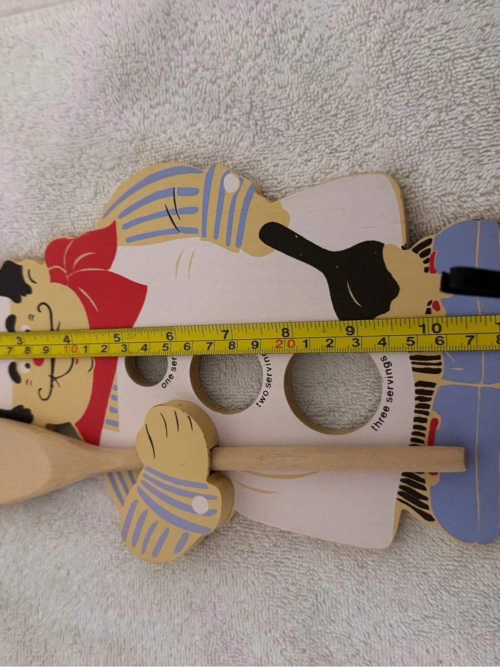 Vintage Chef Wooden Serving Size Guide spaghetti measure Pasta kitchen decor VNT